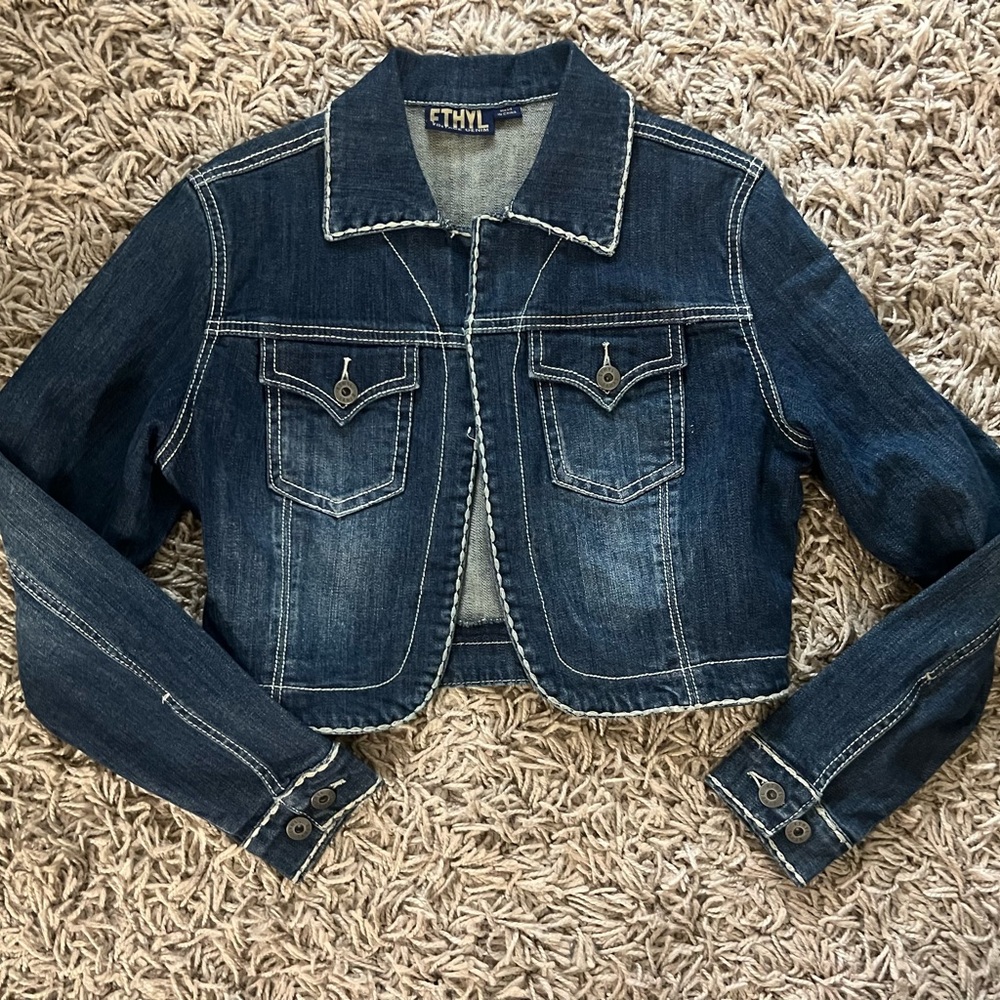 Ethyl Blue Denim Cropped Jacket size small